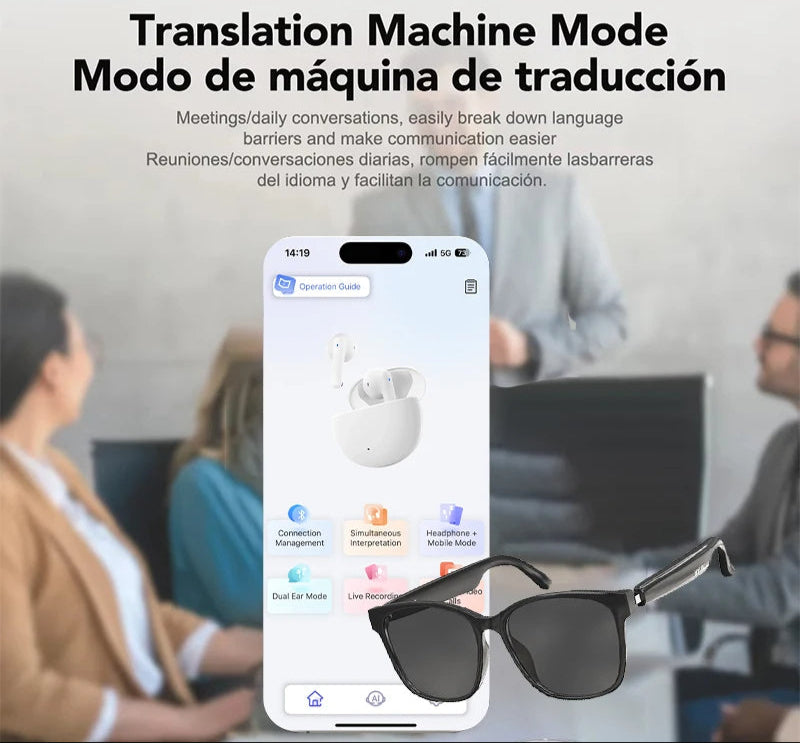Intelligent AI Translation Glasses | Enjoy Translation, Music & Calls | For Men & Women