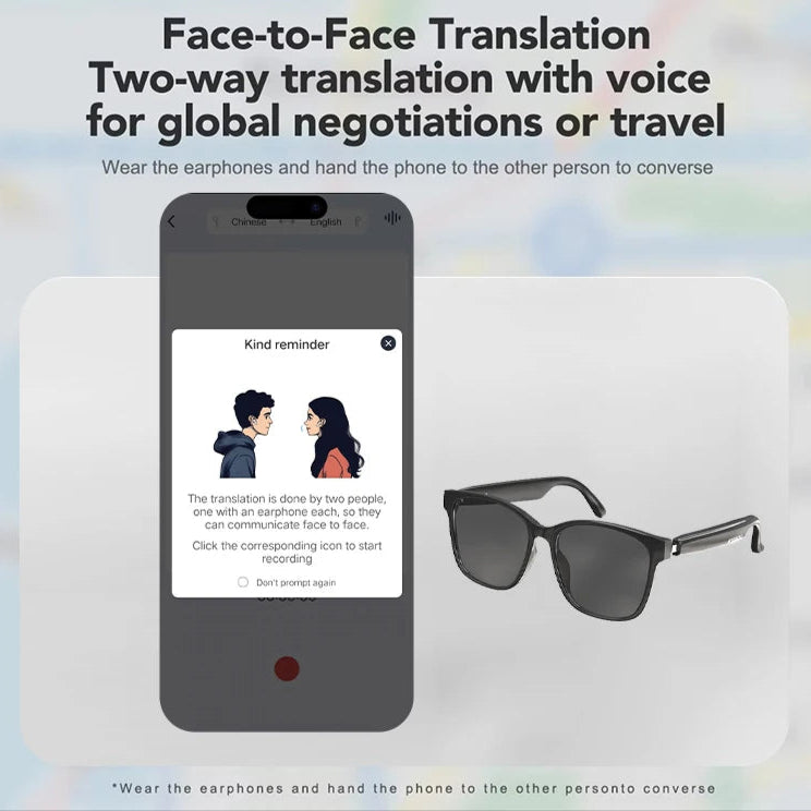 Intelligent AI Translation Glasses | Enjoy Translation, Music & Calls | For Men & Women