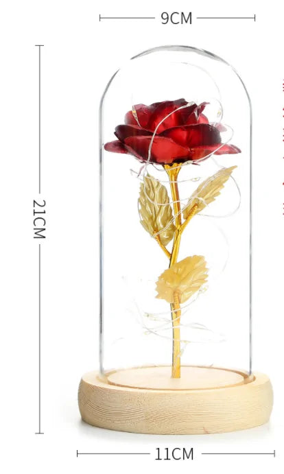Rose In LED Glass- Beauty And The Beast Rose