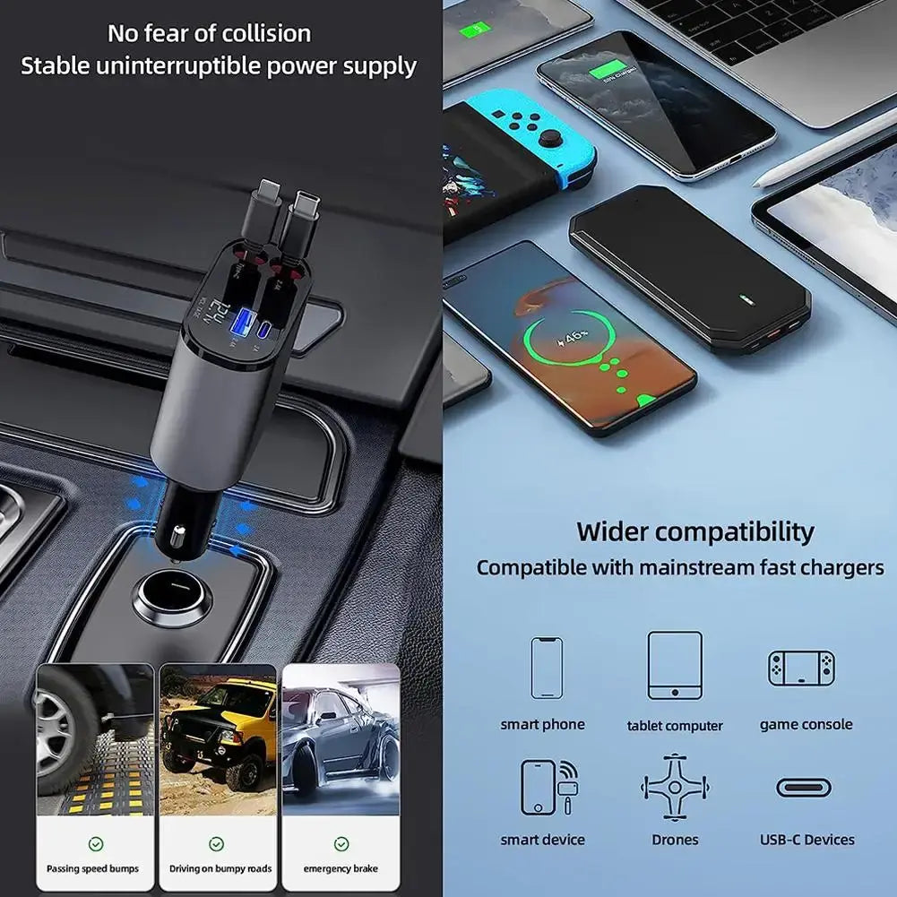 4 IN 1 Retractable Car Charger