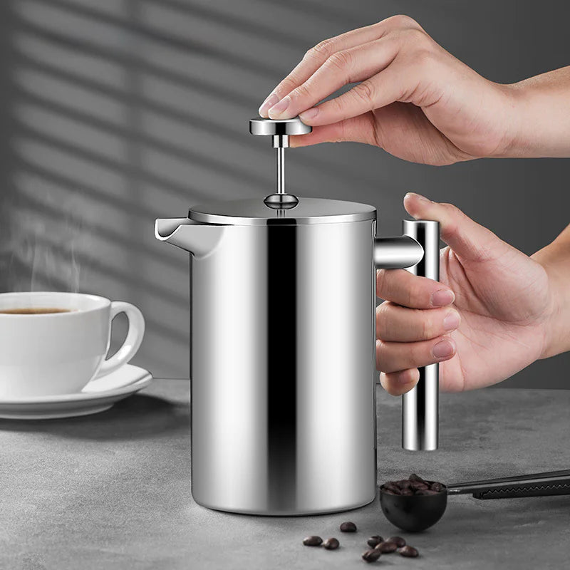 French Press Coffee Maker - 304 Stainless Steel Double-Layer
