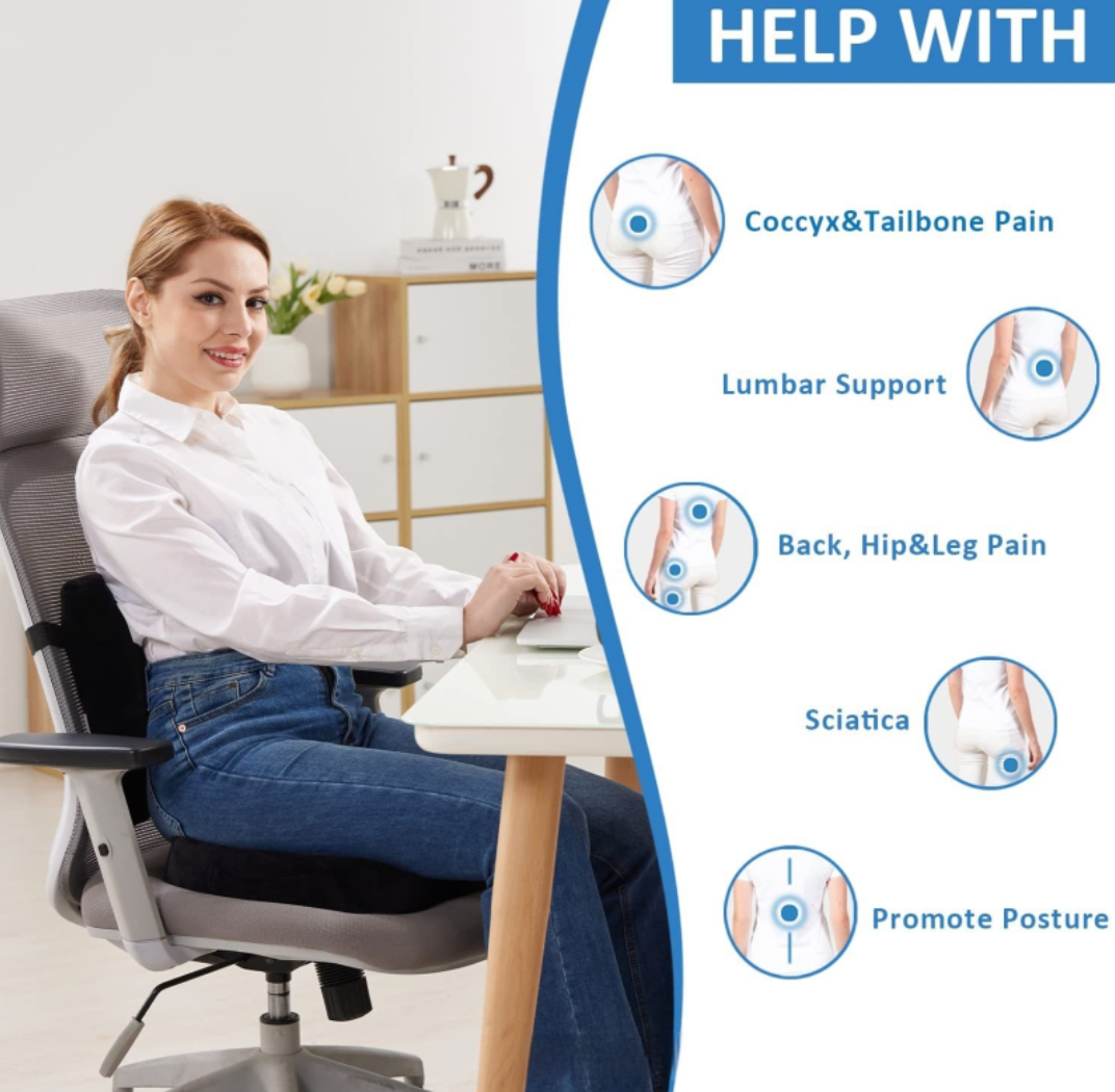 Ergonomic Office Seat Cushion with Hip Support
