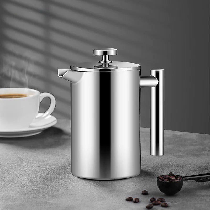 French Press Coffee Maker - 304 Stainless Steel Double-Layer