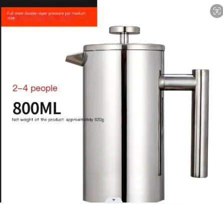 French Press Coffee Maker - 304 Stainless Steel Double-Layer